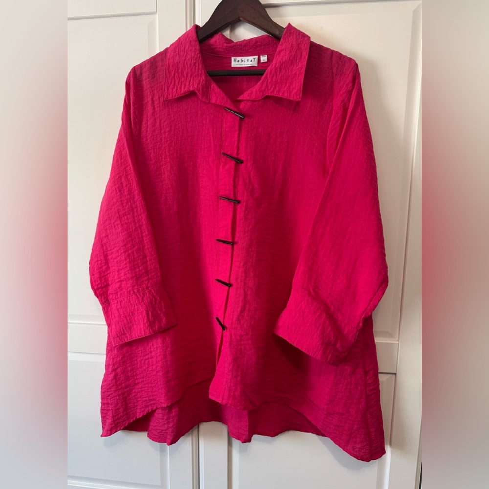 Habitat‎ Clothes to Live In Women’s Pink Crinkle Crepe Fabric Material Shirt L
